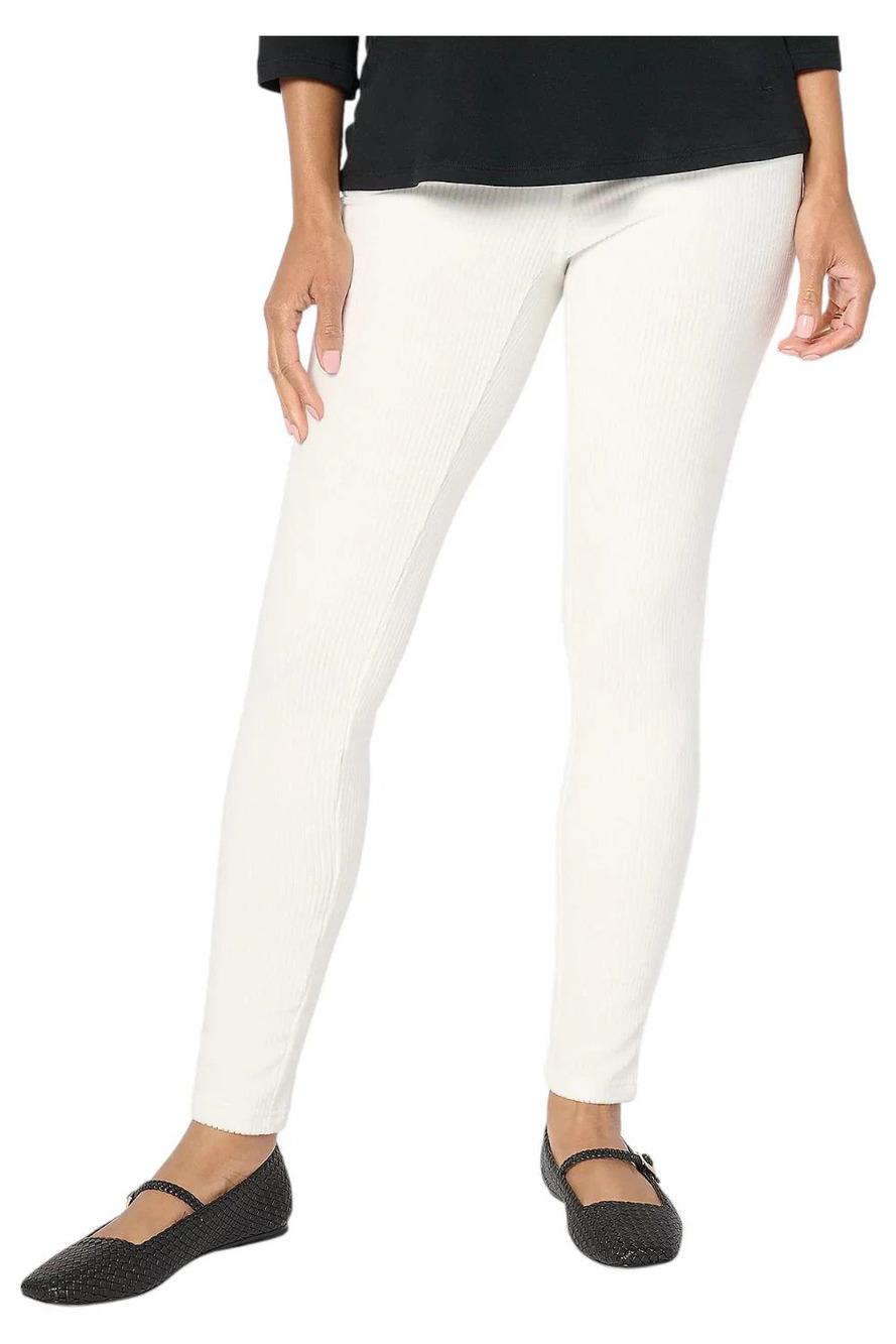 Quacker Factory Women's Corduroy Flat Waistband Jegging White - Short
